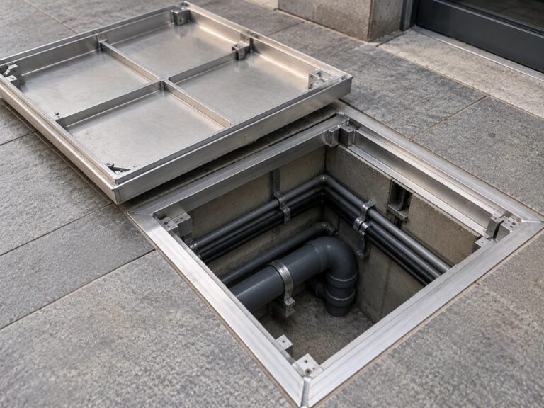 Aluminium recessed tray lifted out