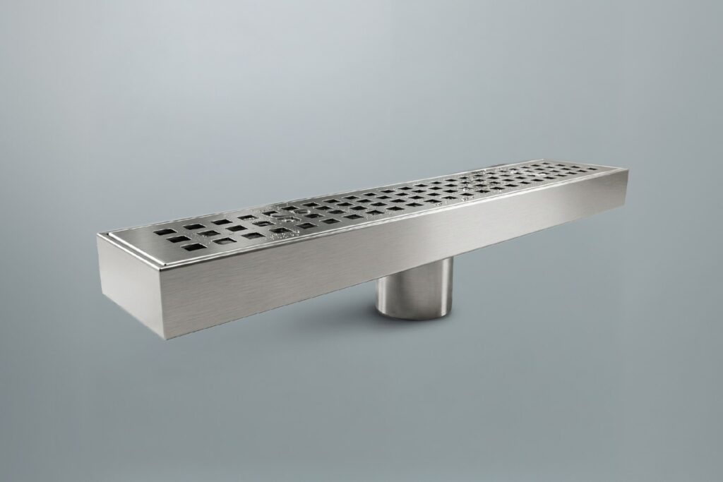 600 mm SS 316 linear shower drain with square grate – Alphatek UAE