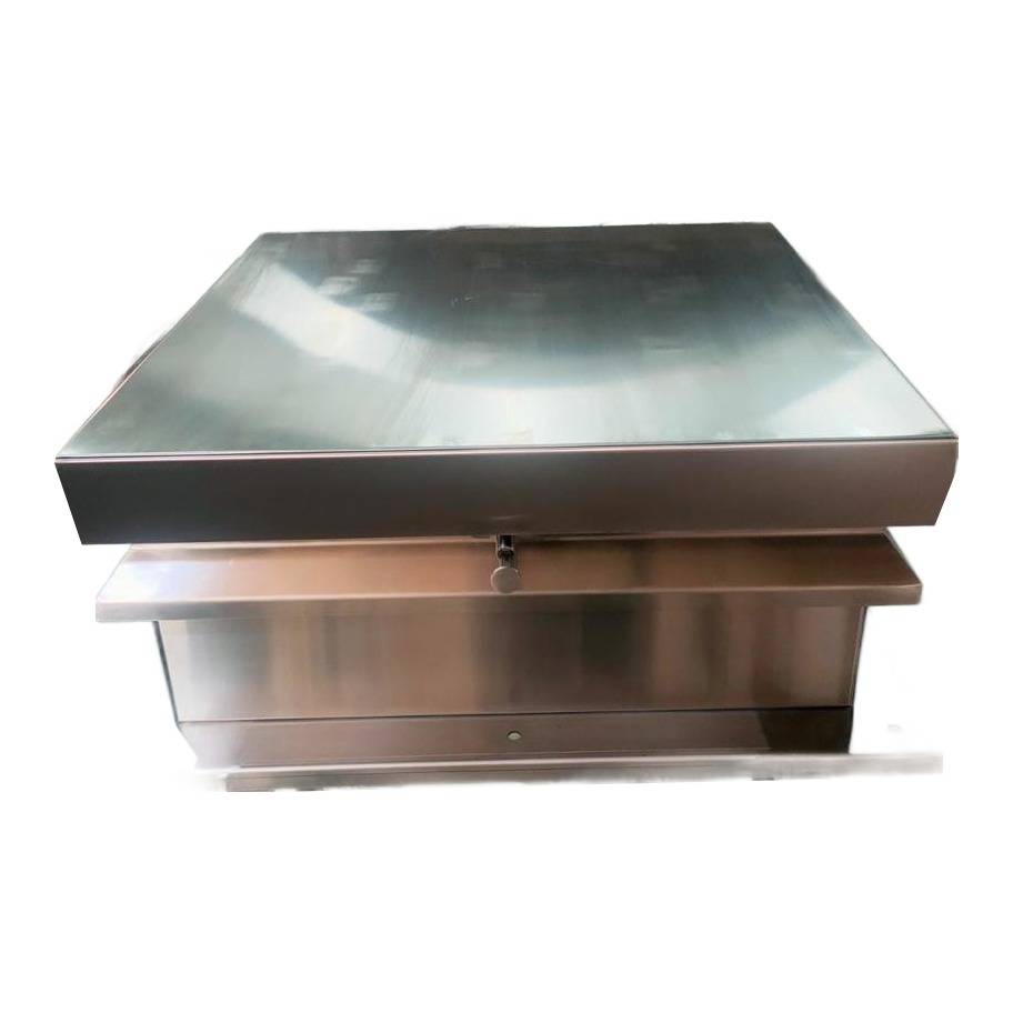 Stainless steel roof access hatch, front view
