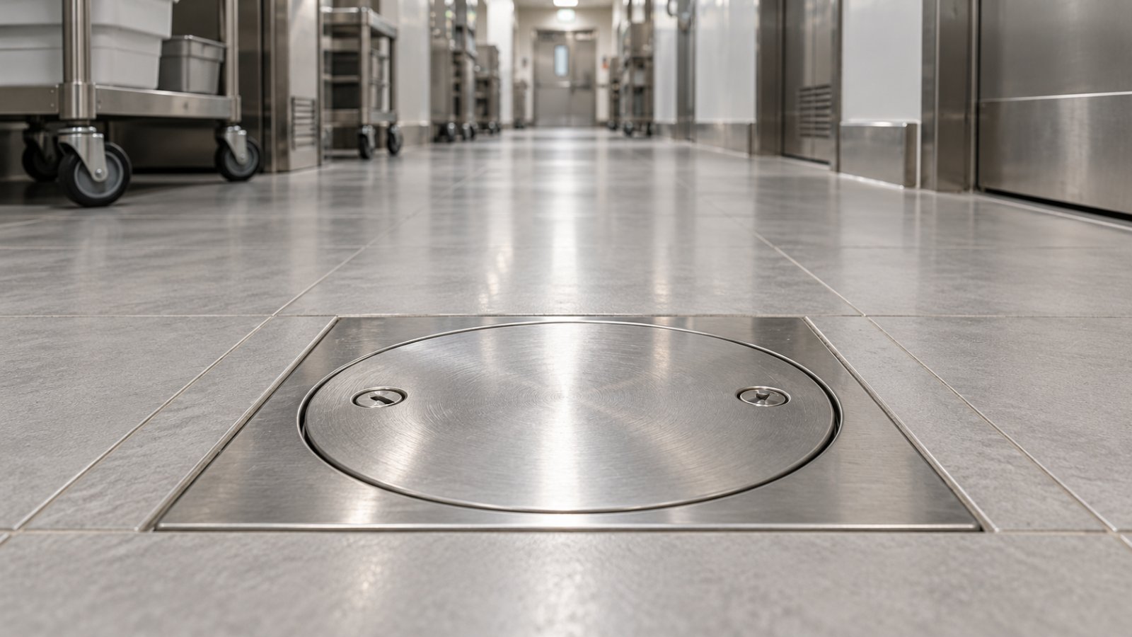 stainless steel floor cleanout hotel corridor dubai