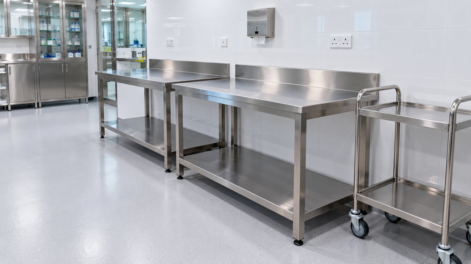 stainless steel work tables trolley lab dubai