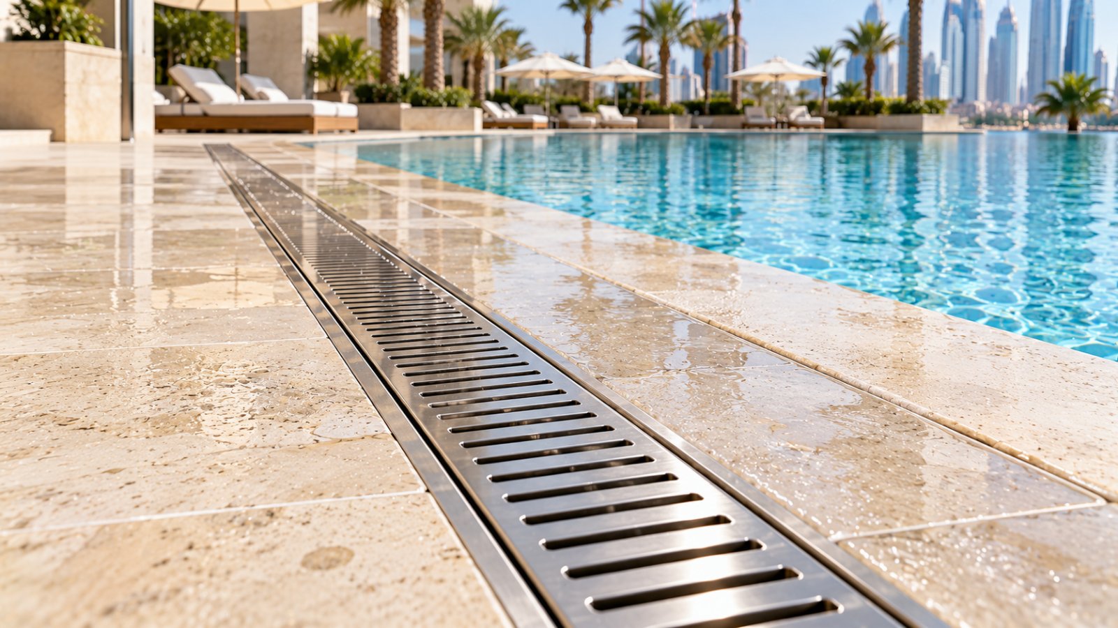 swimming pool deck drainage channel dubai