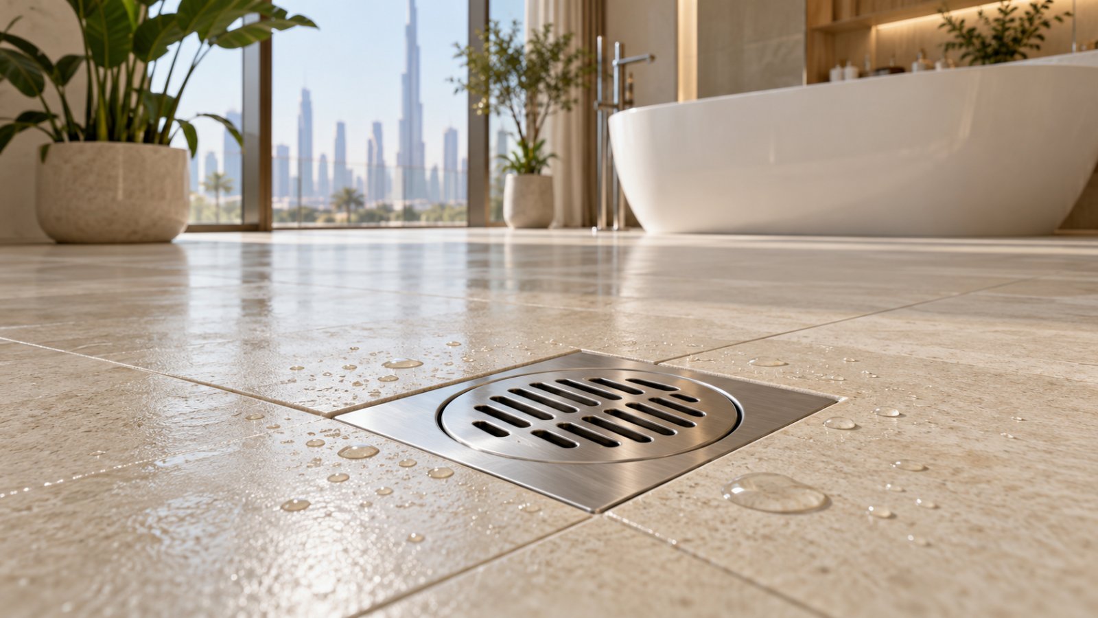 two piece floor drain villa bathroom dubai